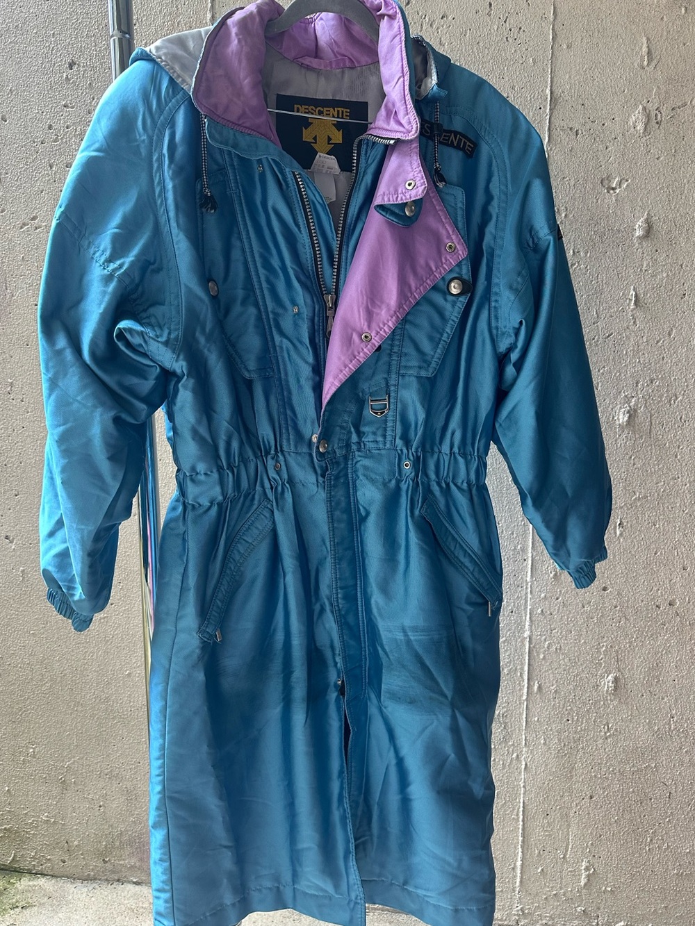 Descente - Vintage, Made in Japan - Teal and Purple Hooded Long Coat
